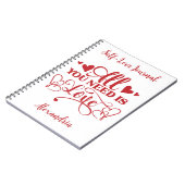 Carnet Tout ce dont vous avez besoin est Love Typography (Côté gauche)