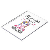 Carnet Tout ce que je souhaite est une Licorne (Côté gauche)