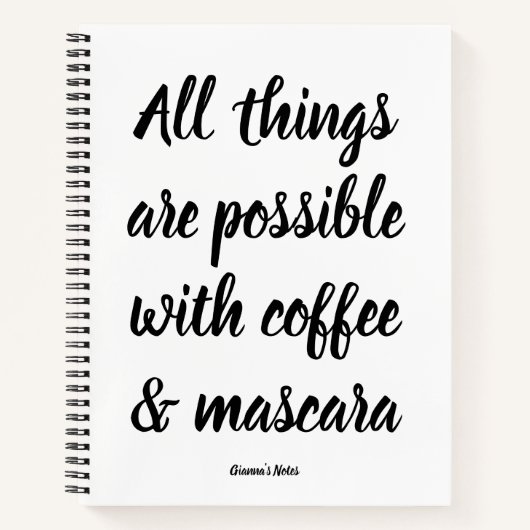 Carnet Tout est possible avec café & mascara (Devant)