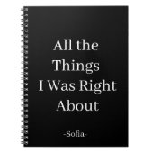Carnet Toutes les choses dont j'avais raison (Devant)