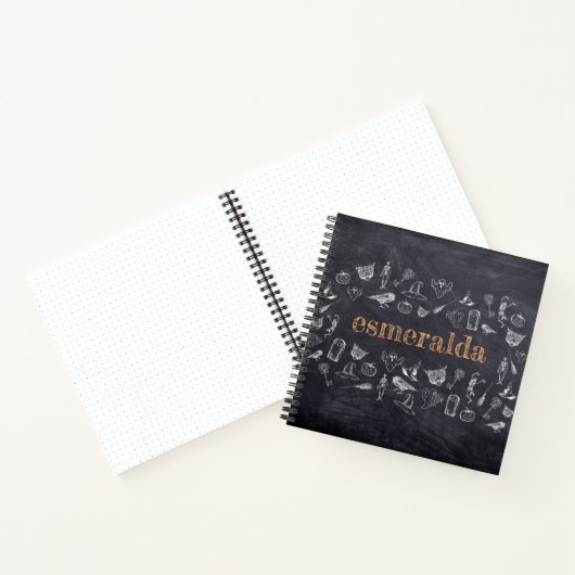 Carnet Tracer ou traiter Vintage Chalkboard Nom Halloween (Intérieur)