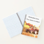 Carnet tracteur Linkon gris rouge, votre nom (Intérieur)