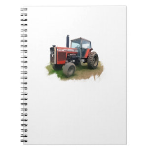Carnet Tracteur rouge de Massey Ferguson dans le domaine
