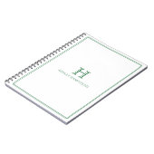 Carnet Traditional Monogram & Name Forest Green Border (Côté gauche)