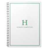 Carnet Traditional Monogram & Name Forest Green Border (Devant)