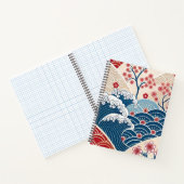 Carnet Traditional Red Blue Japanese Wave Sakura Pattern (Intérieur)
