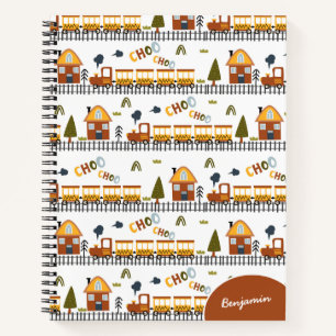 Carnet Train à vapeur motif enfant nom école