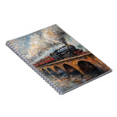 Carnet Train à vapeur sur un pont - Peinture à l'huile (Côté Droit)