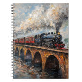 Carnet Train à vapeur sur un pont - Peinture à l'huile (Devant)