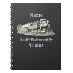 Carnet Train à vapeur vintage facilement distrait par, Aj