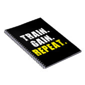 Carnet TRAIN, GAIN, REPEAT - Gym Workout Motivational (Côté Droit)
