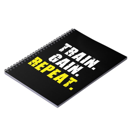 Carnet TRAIN, GAIN, REPEAT - Gym Workout Motivational (Côté gauche)