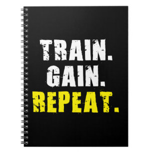 Carnet TRAIN, GAIN, REPEAT - Gym Workout Motivational