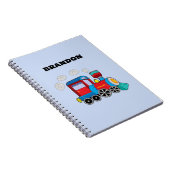 Carnet Train pour garçons bleu personnalisé avec nom (Côté Droit)