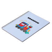 Carnet Train pour garçons bleu personnalisé avec nom (Côté gauche)