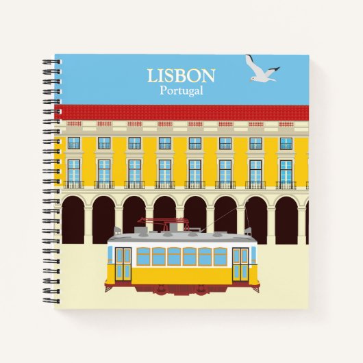 Carnet Tramway jaune de Lisbonne style vintage (Devant)