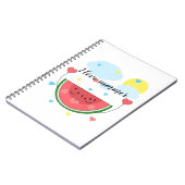 Carnet tranche de pastèque, texte, "J'aime l'été", (Côté gauche)
