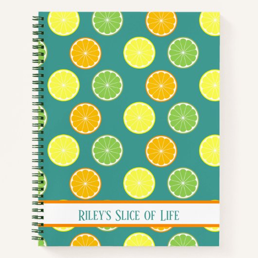 Carnet Tranches d'agrumes bleu Turquoise (Devant)