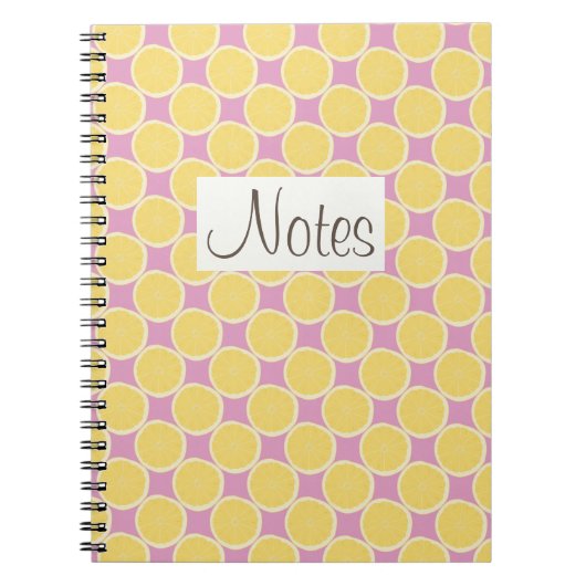 Carnet Tranches de citron jaune sur rose vif (Devant)
