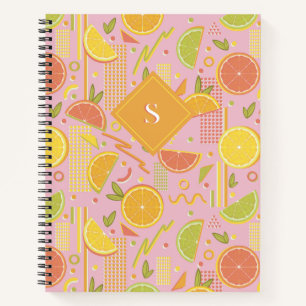 Carnet Tranches de fruits d’agrumes roses des années 80