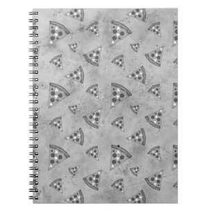 Carnet tranches de pizza cool vintage noir blanc gris mot