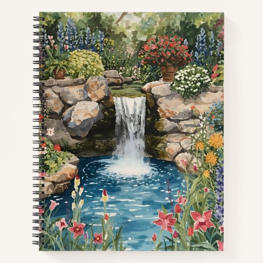 Carnet Tranquil Garden Waterfall Spiral Notebook (Devant)