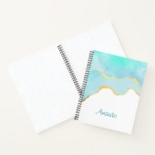 Carnet Tranquille Tropical Vert Bleu avec bordure or (Intérieur)