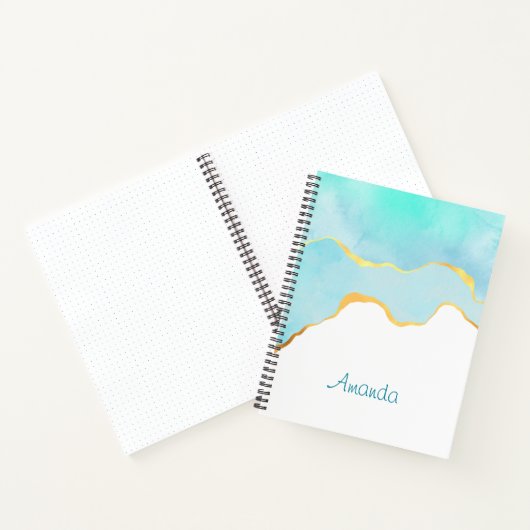 Carnet Tranquille Tropical Vert Bleu avec bordure or (Intérieur)