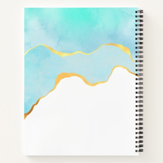 Carnet Tranquille Tropical Vert Bleu avec bordure or (Dos)