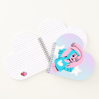 Carnet trans art design on heart shape notebook
