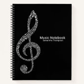 Carnet Treble Clef Music Notes Nom complet Noir et blanc (Devant)