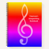 Carnet Treble Clef Rainbow Music Design Personnaliser Tex (Devant)