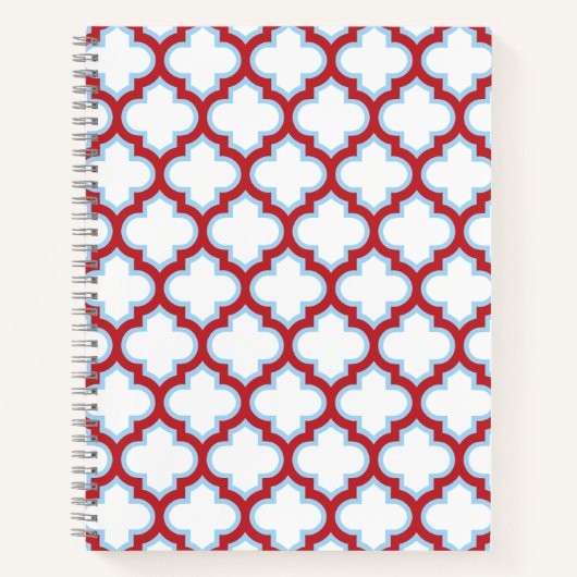 Carnet Trellis blanc et rouge, treillis, Quatrefoil (Devant)