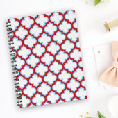 Carnet Trellis blanc et rouge, treillis, Quatrefoil