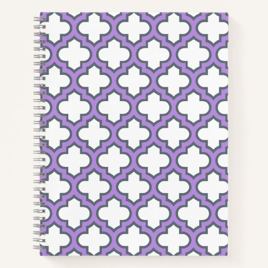 Carnet Trellis blanc et violet, treillis, Quatrefoil (Devant)