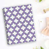 Carnet Trellis blanc et violet, treillis, Quatrefoil