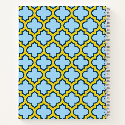 Carnet Trellis bleu et jaune, treillis, Quatrefoil (Dos)
