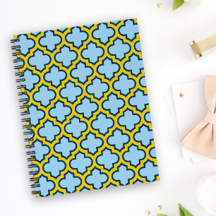 Carnet Trellis bleu et jaune, treillis, Quatrefoil