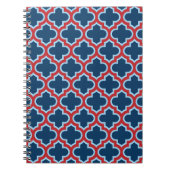 Carnet Trellis marocain bleu et rouge, treillis, Quatrefo (Devant)
