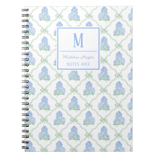 Carnet Trellis Préparatoire Arc Bleu & Hydrangeas Verts M (Devant)