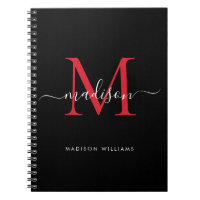 Trendy Black Burgundy Red Monogram