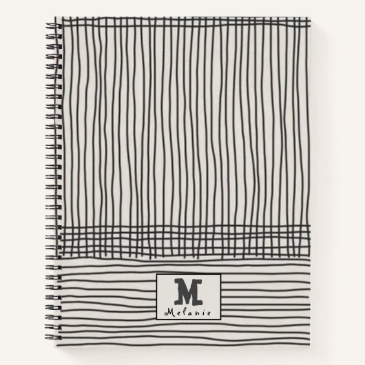 Carnet Trendy modern art lines Abstract minimal Monogram (Devant)