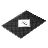 Carnet Trendy noir blanc tartan Personnaliser Monogramme (Côté gauche)