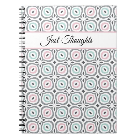 Carnet Trendy patterns of pastel gray, pink and blue (Devant)
