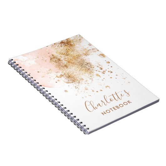 Carnet Trendy Pink Gold Nom Script Monogram Élégant (Côté Droit)