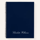 Carnet Trendy Script Navy Blue Minimalist Monogram (Devant)