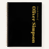 Carnet Trendy Simple Black Gold Monogramme Nom Recette (Devant)