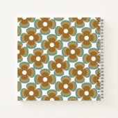 Carnet Trendy Teal Caramel Retro Groovy Flowers Seamless (Dos)