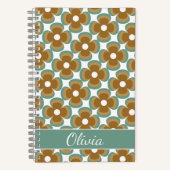 Carnet Trendy Teal Caramel Retro Groovy Flowers Seamless (Recto)