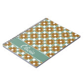 Carnet Trendy Teal Caramel Retro Groovy Flowers Seamless (Côté gauche)